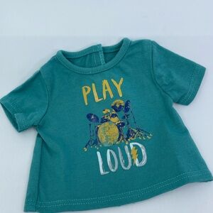 American Girl Logan's Teal Graphic Tee with Drum Print